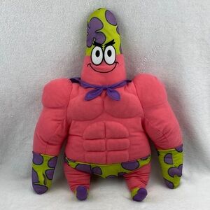 RARE Nickelodeon SpongeBob Movie Buff Patrick Mr Awesomeness Muscle Plush 24”Toy